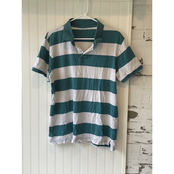 Old navy teal and white striped shirt size large - Picture 1 of 3